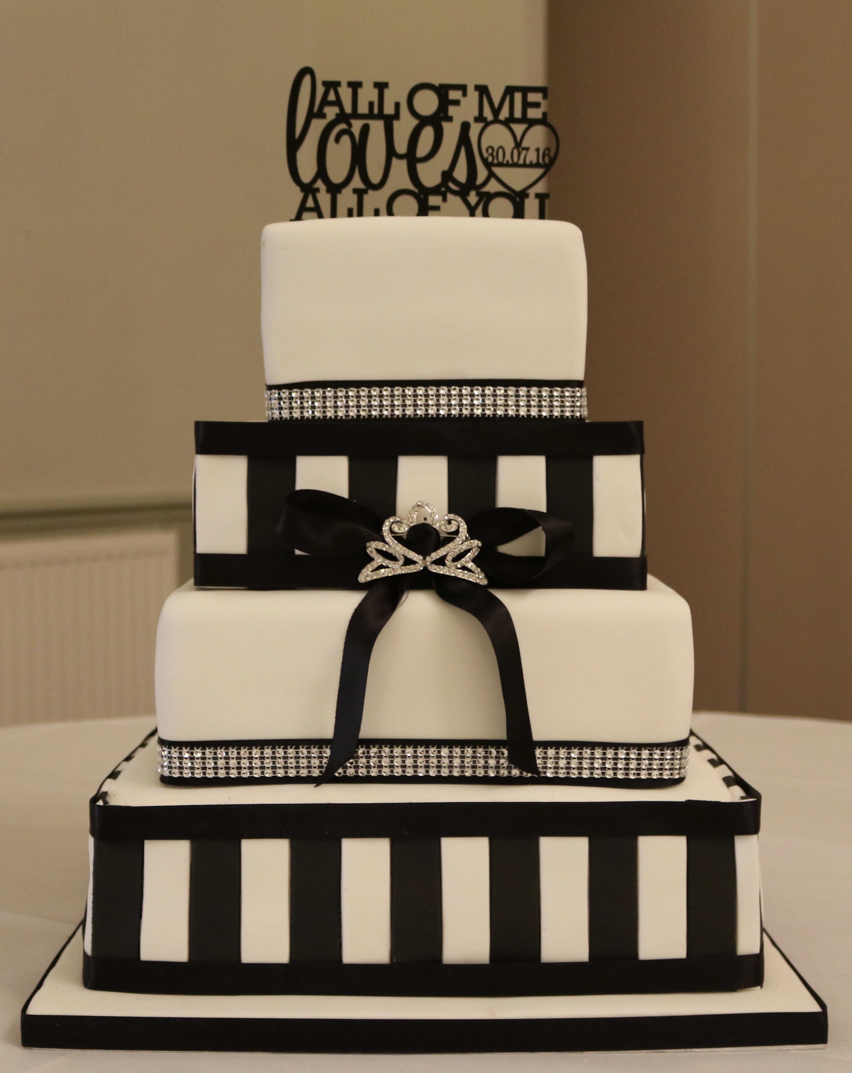 Black and white wedding cake