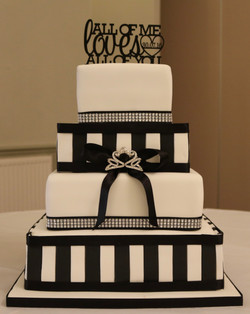 Black and white wedding cake