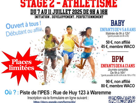 Stages d'athlétisme cet été 2025