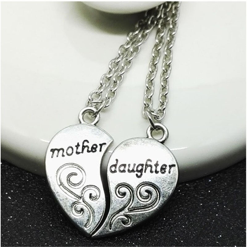 Thumbnail: 2Pcs Antique Silver-Plated Necklace Fashionable Mother 