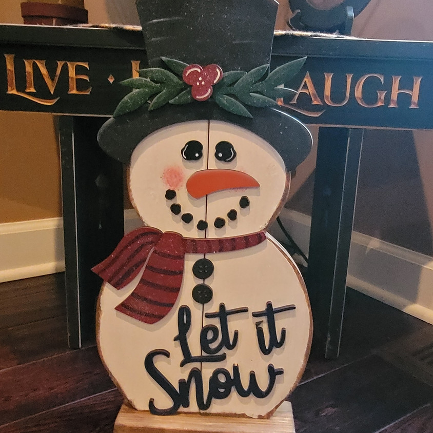 STAND-UP 19" WOOD SNOWMAN