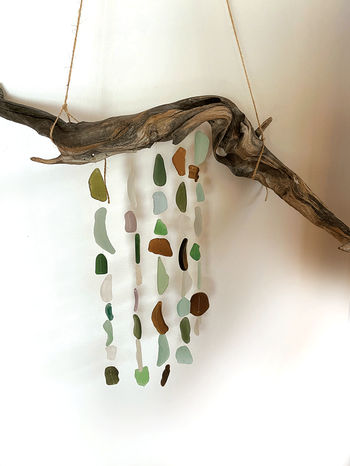 Seaglass hangings by Peggy Havukainen