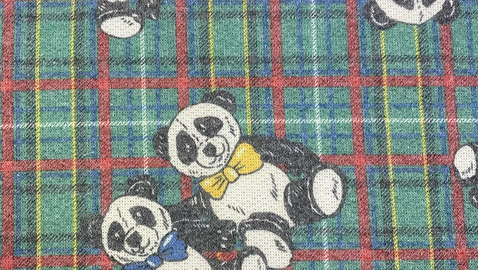 859 Coton ouaté motif panda vert