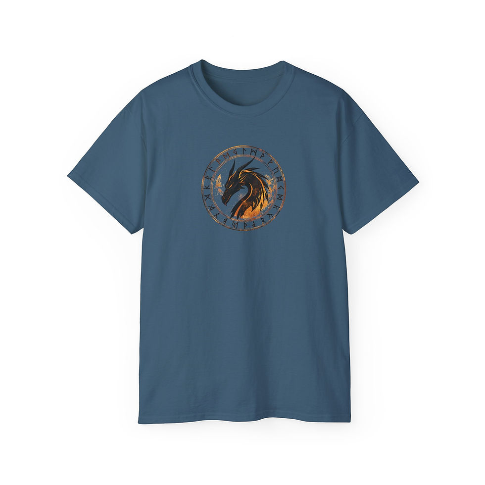 Thumbnail: Dragon Runic Crest Graphic Tee — Cozy Fantasy Bookish Apparel