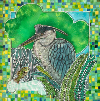 mixed media original bird painting