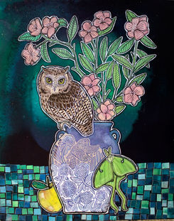 bird, insect, and flower painting