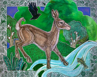 deer wildlife painting