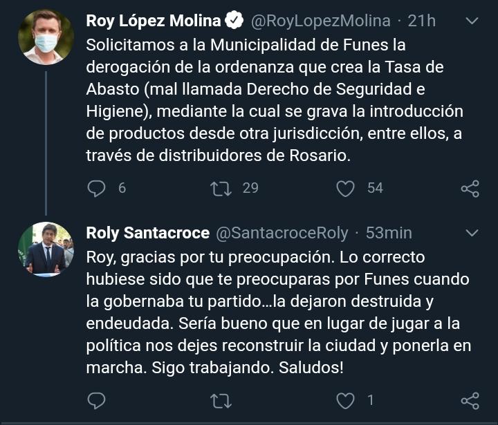 Roly Santacroce le salió al cruce a Roy López Molina