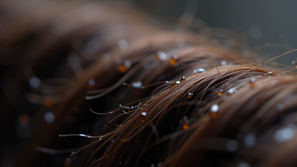 Close-up view of natural hair strands with moisture