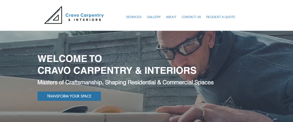 a screenshot of a website for carpentry and interiors