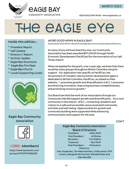 Its March 1st and that means a new edition of the Eagle Eye!