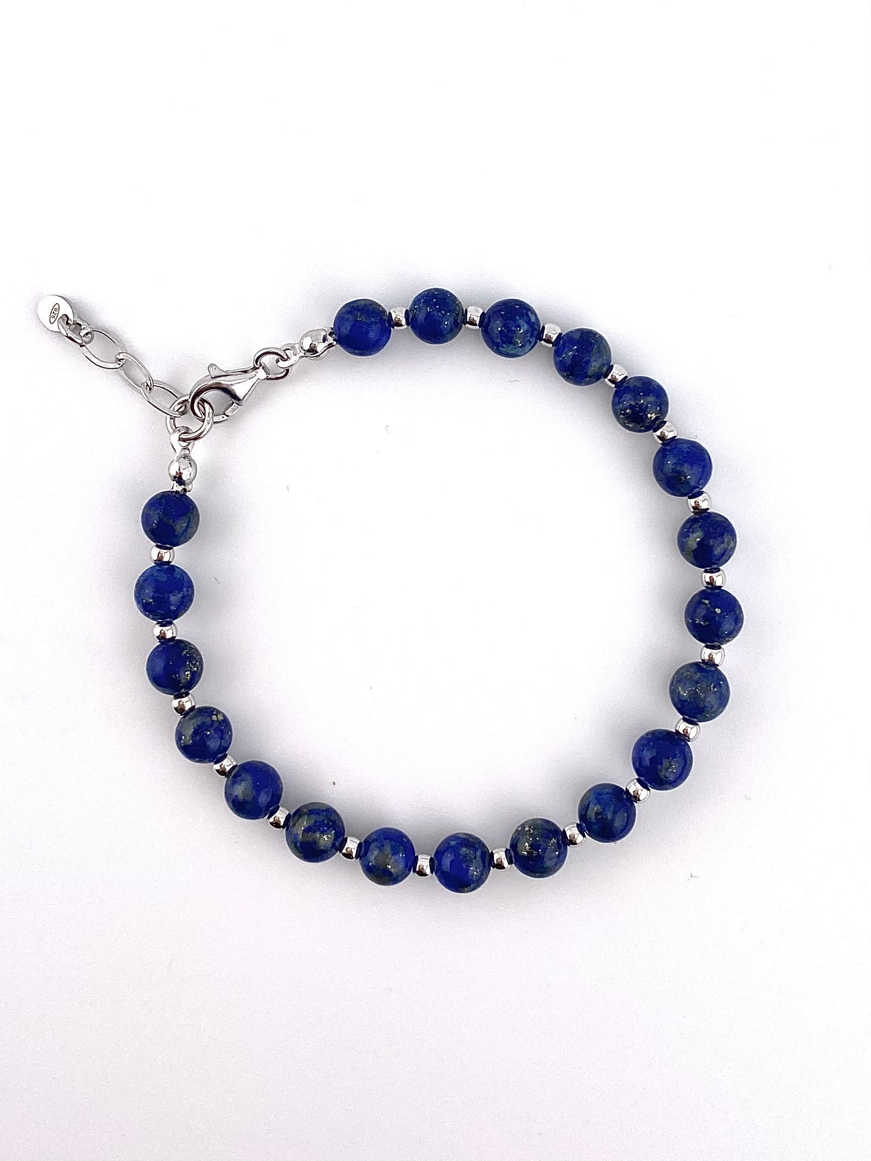 Bracciale in lapislazzuli e palline argento