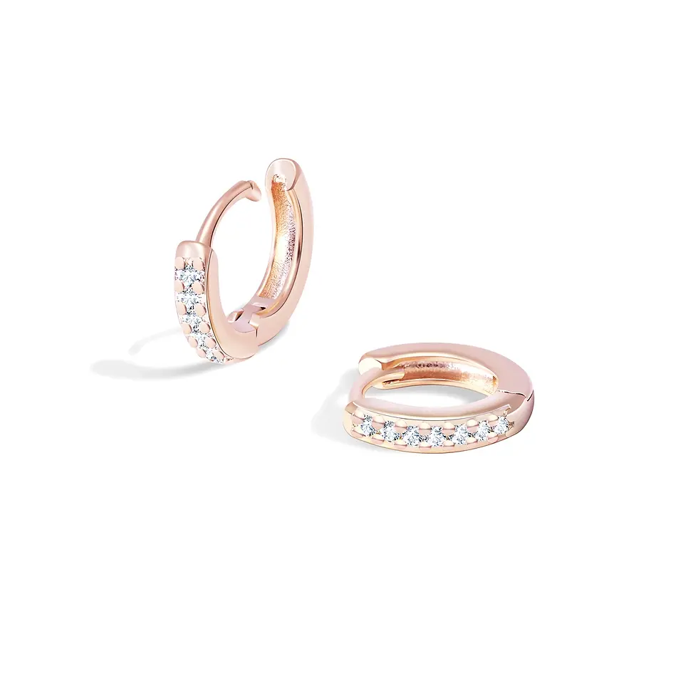 Thumbnail: 2/6PCS 316L Stainless Steel Minimalist Hoop Earrings Crystal Zirconia Small Cart