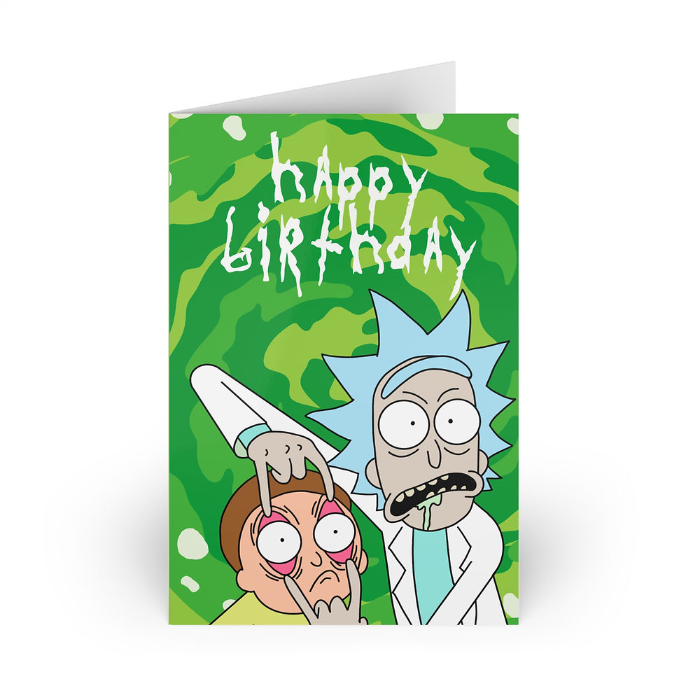 Rick And Morty Birthday Card | Happy Birthday Rick Morty Cartoon Greeting Card