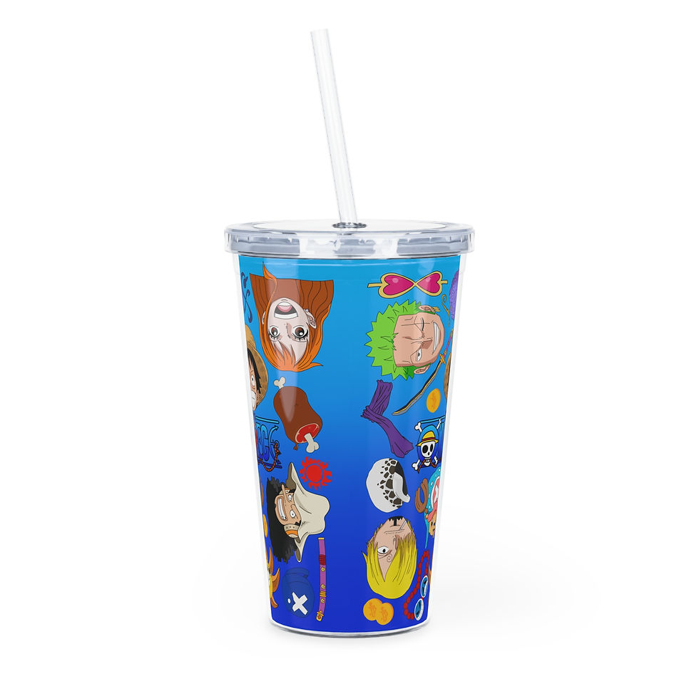 Thumbnail: One Piece Tumbler | Luffy Zoro Sanji Nami Usopp Plastic Tumbler with Straw