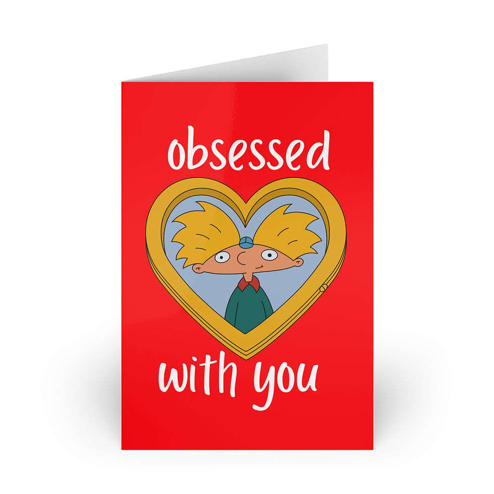 Thumbnail: Hey Arnold! Card | Arnold Helga Heart Locket Obsessed with you Greeting Cards
