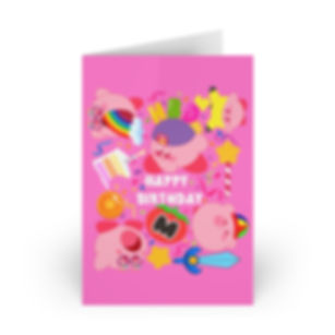 Kirby Birthday Card | Kirby Happy Birthday Card Greeting Cards Cute For Her For