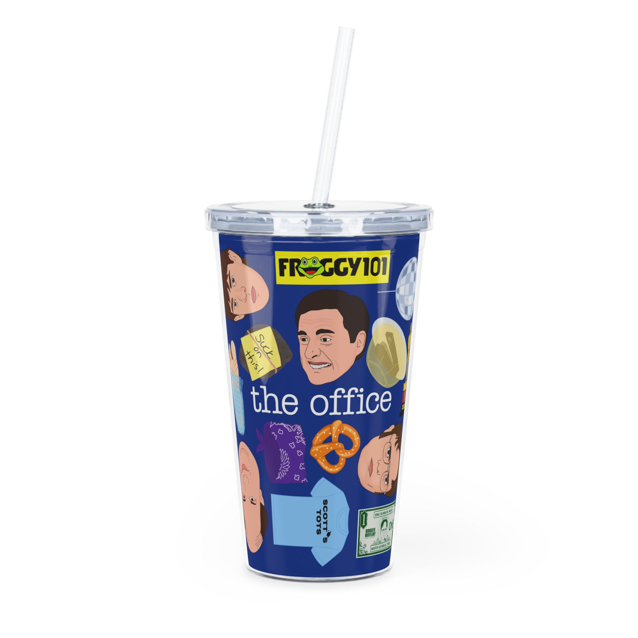 The Office Tumbler Cup | The Office Dunder Mifflin Plastic Tumbler with Straw