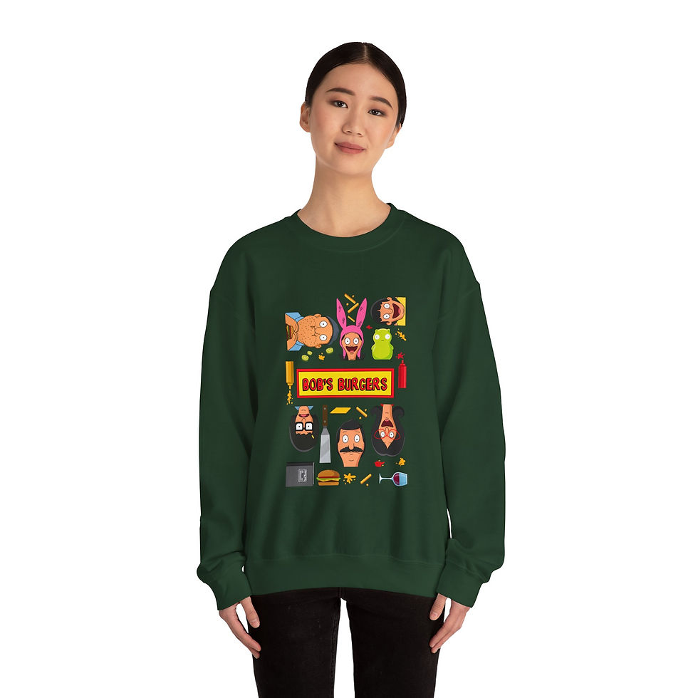 Thumbnail: Bob's Burgers Graphic Crewneck | Bob's Burgers Louise Gene Tina Linda Bob