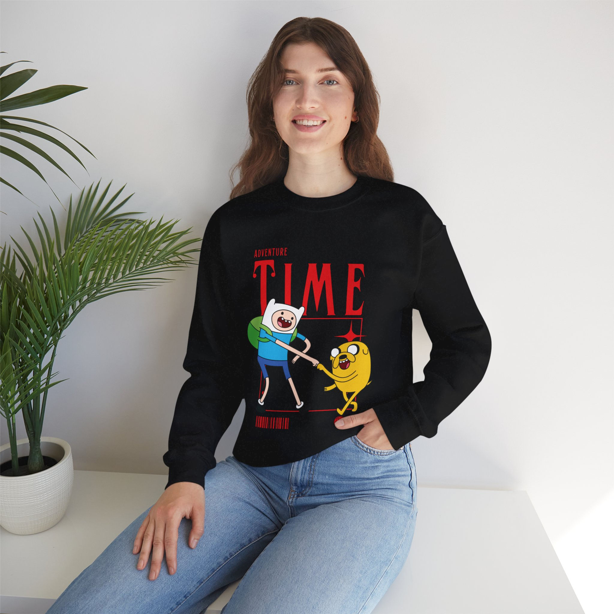 Adventure Time Graphic Crewneck | Finn The Human Jake The Dog Unisex Heavy Blend