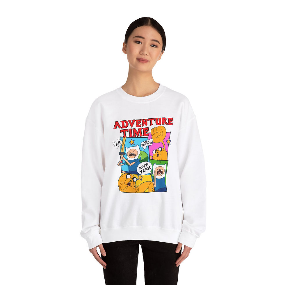 Thumbnail: Adventure Time Graphic Crewneck | Finn The Human Jake The Dog Unisex Heavy Blend