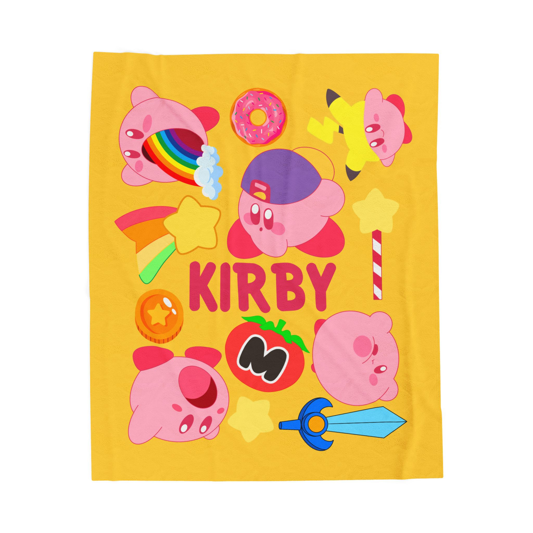 Kirby Blanket | Kirby Velveteen Plush Blanket Video Games Merch Cute Character
