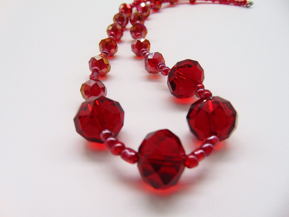 Thumbnail: 13" Red Beaded Bracelet
