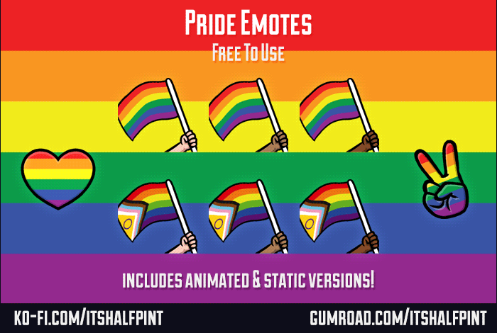 Free Pride Emotes Rainbow Flag - Twitch Emotes by itsHalfpint