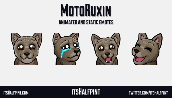 MotoRuxin Animated Twitch Emotes by itsHalfpint - nom cry happy laughing