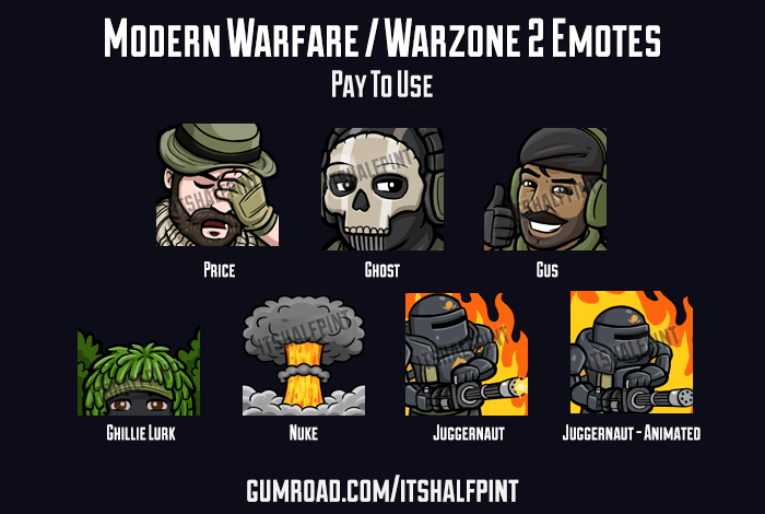 Call Of Duty COD Warzone Ghost Price Nuke - Twitch Emotes by itsHalfpint