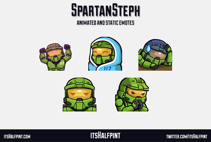 Halo Master Chief Cozy Angry Hype - Animated Twitch Emotes by itsHalfpint