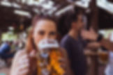 woman drinking beer in Marmaris bar