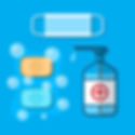 hygiene graphic with mask and soap and disinfectant