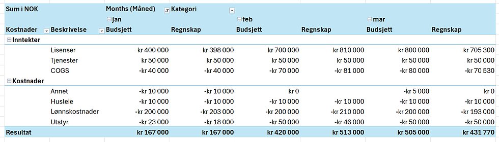 Visning av data i en pivottabell