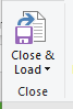 Lite skjermbilde fra powerquety som viser Close & Load menyen.