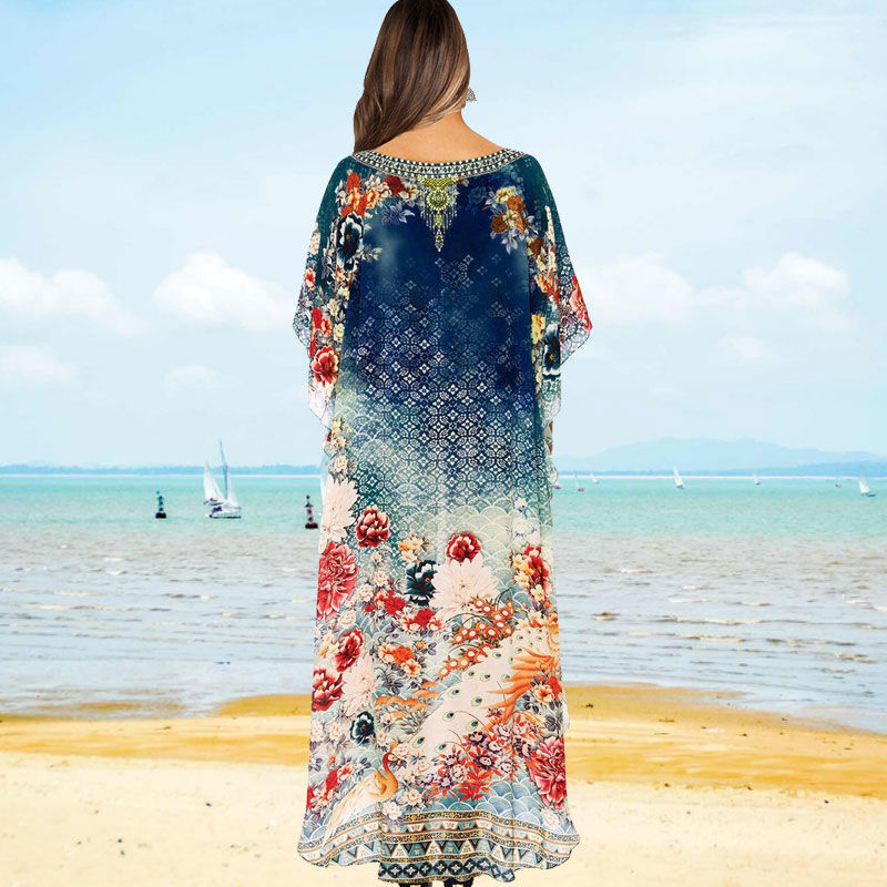 Thumbnail: Floral print V-neck kaftan