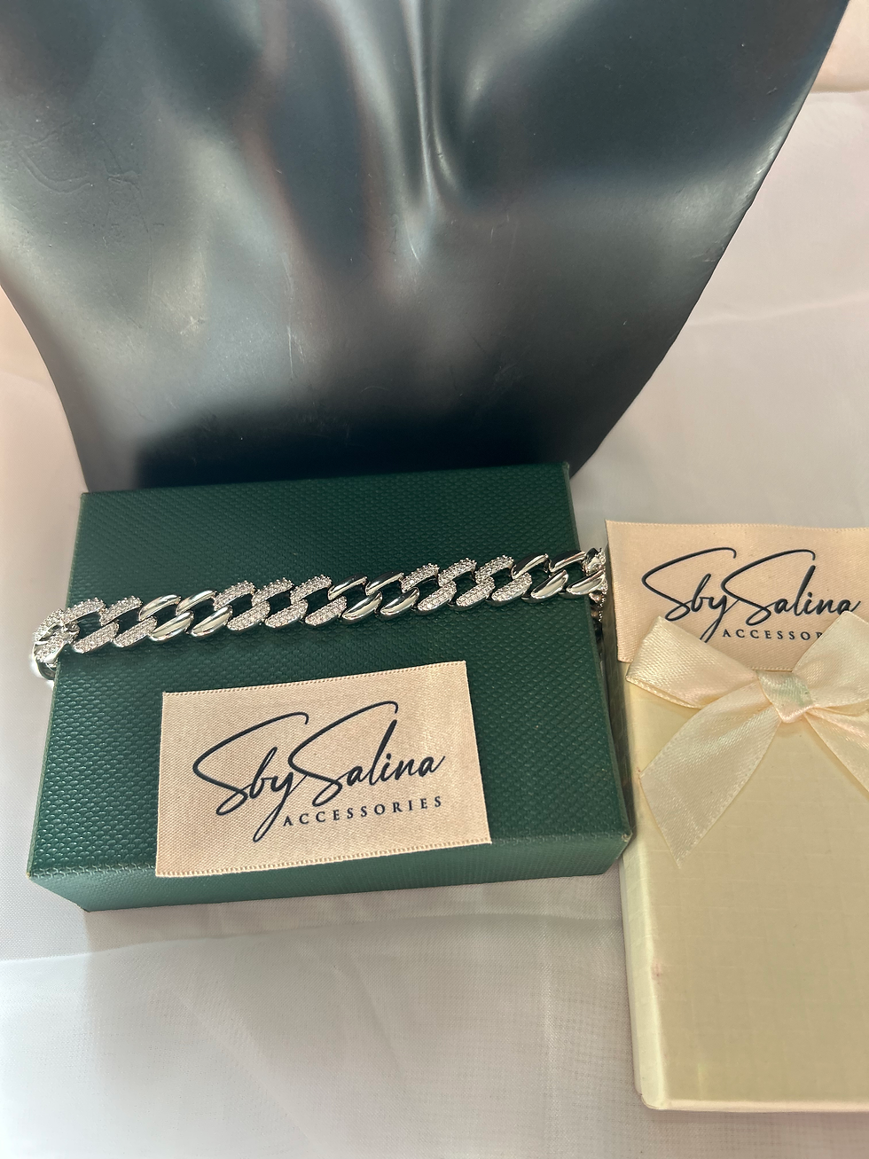 Thumbnail: Remi silver diamanté and plain bracelet