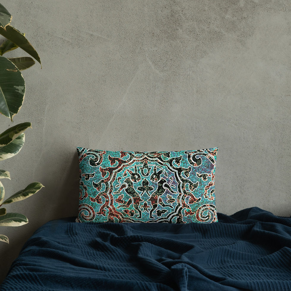 Thumbnail: Teal Twin Rabbits Premium Pillow