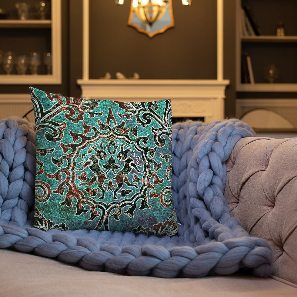 Thumbnail: Teal Twin Rabbits Premium Pillow