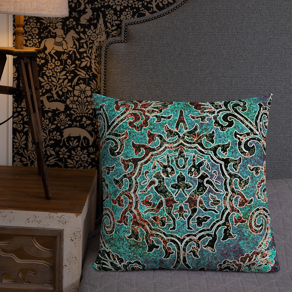Thumbnail: Teal Twin Rabbits Premium Pillow