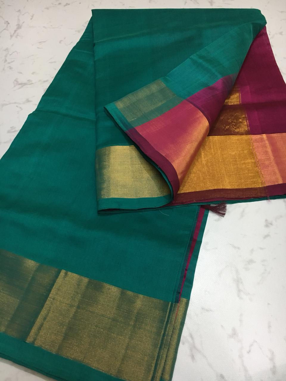 Thumbnail: Handloom Cottonsilk Big Jerry Boarders on both sides