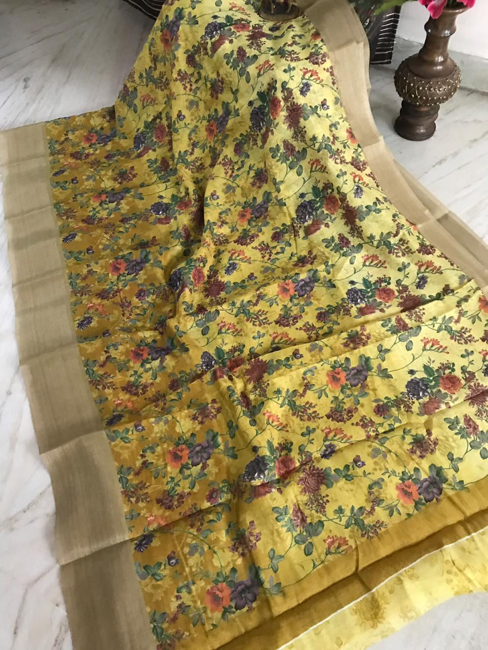 Thumbnail: Lenin jute  silk silk sarees with blouse 

@ 1599+