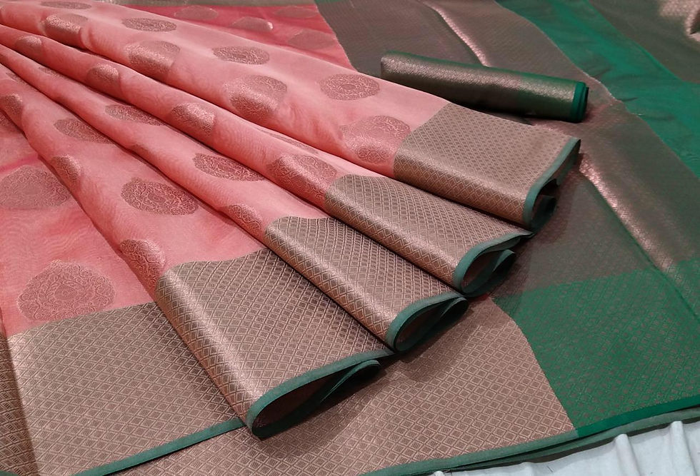 Thumbnail: Exclusive Banarasi soft cotton silk antique zari buta saree with contrast pallu 
