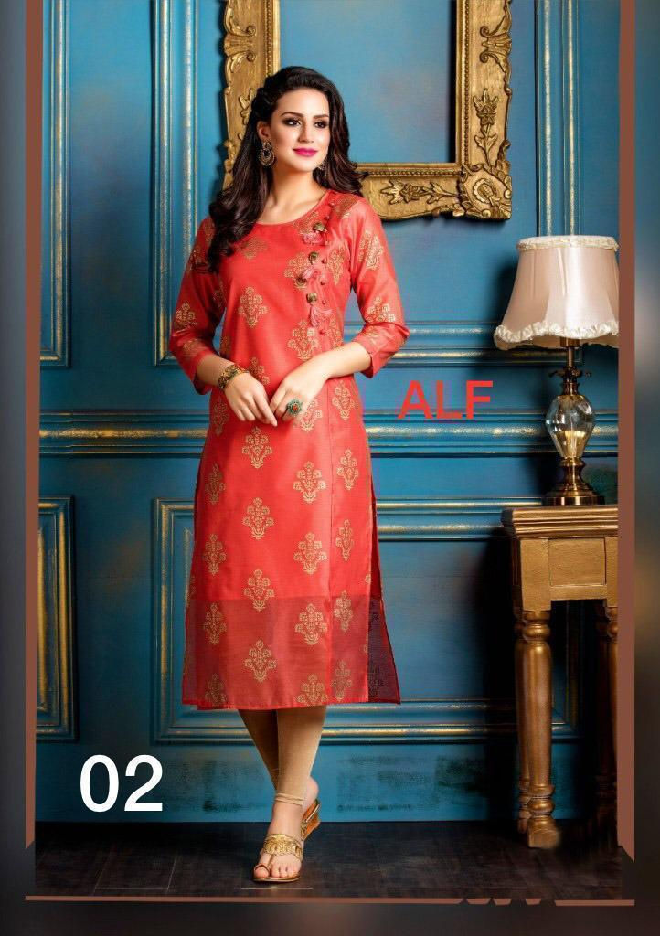 Thumbnail: *ALF 🌹kurtis*

*8 pics cetlog*
Reyon💥 febrics 
*Gold work💃🏻 *