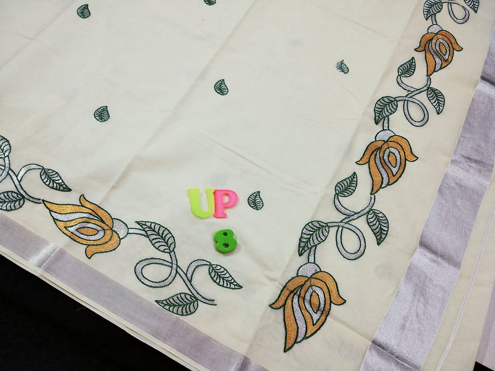 Thumbnail: 🌷 *Soft cotton saree with blouse*
🌷  *Attractive Motif embroidery work.