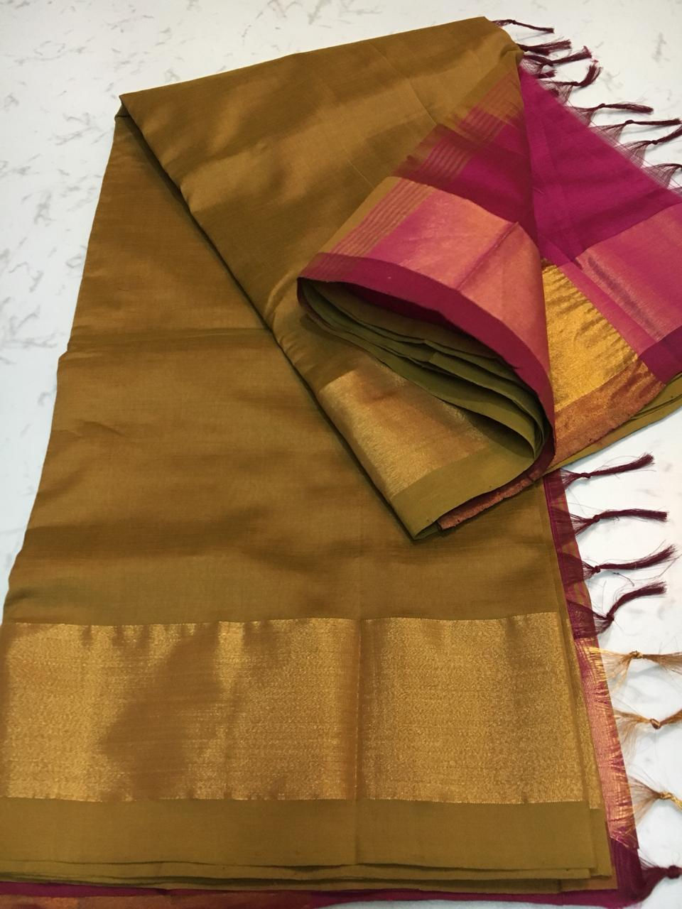 Thumbnail: Handloom Cottonsilk Big Jerry Boarders on both sides