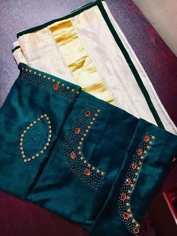 Thumbnail: Tissue set n mundu / or tissue saree with designer blouse piece