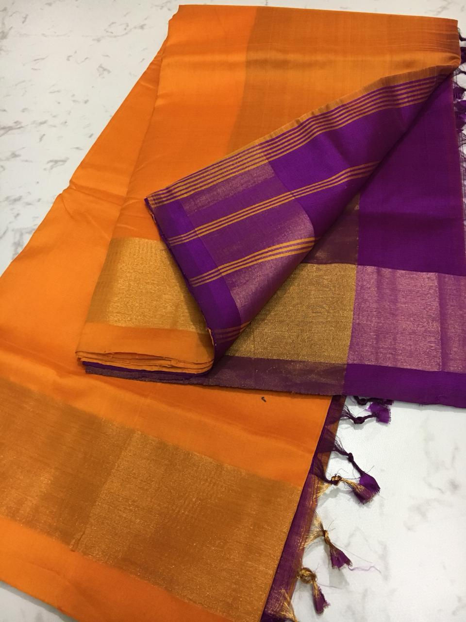 Thumbnail: Handloom Cottonsilk Big Jerry Boarders on both sides