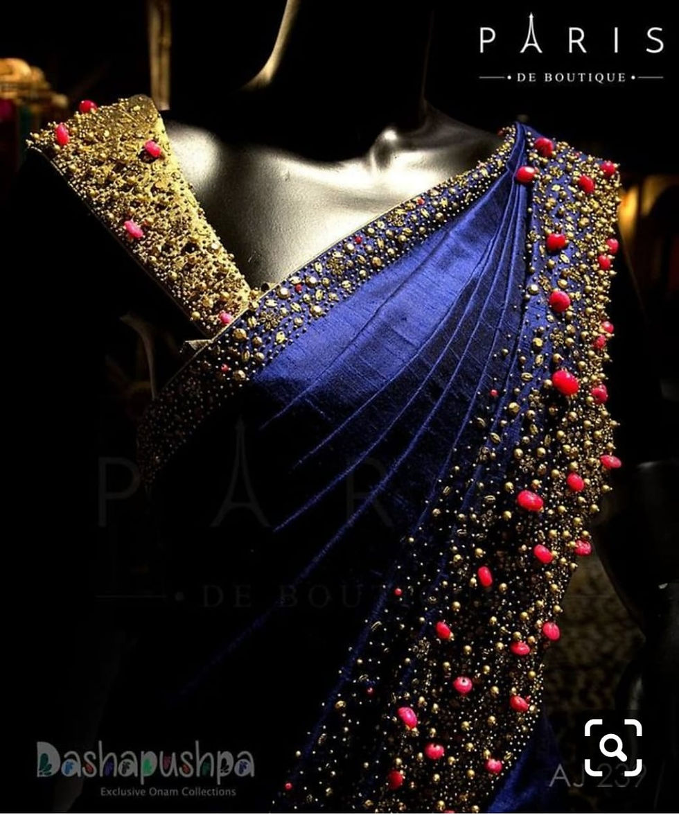 Thumbnail: Fabric Details -. *Sana silk saree with machine fit pearl*

*blouse 0.80 m. Sequ