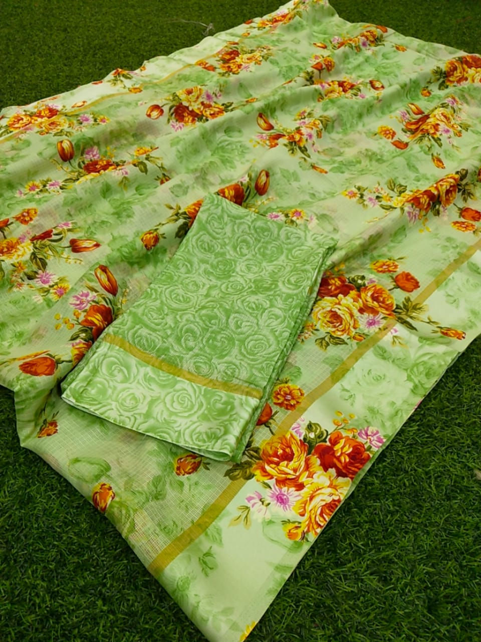 Thumbnail: NEW DESIGN 

FABRICS : SUPER KOTA 

FLOWER DESIGN PRINT 

BODAR SATIN SILK

 NIC
